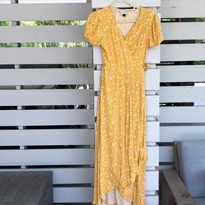YELLOW WRAP DRESS
